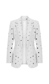 MIRROR SEQUIN DETAIL JACKET IN WHITE